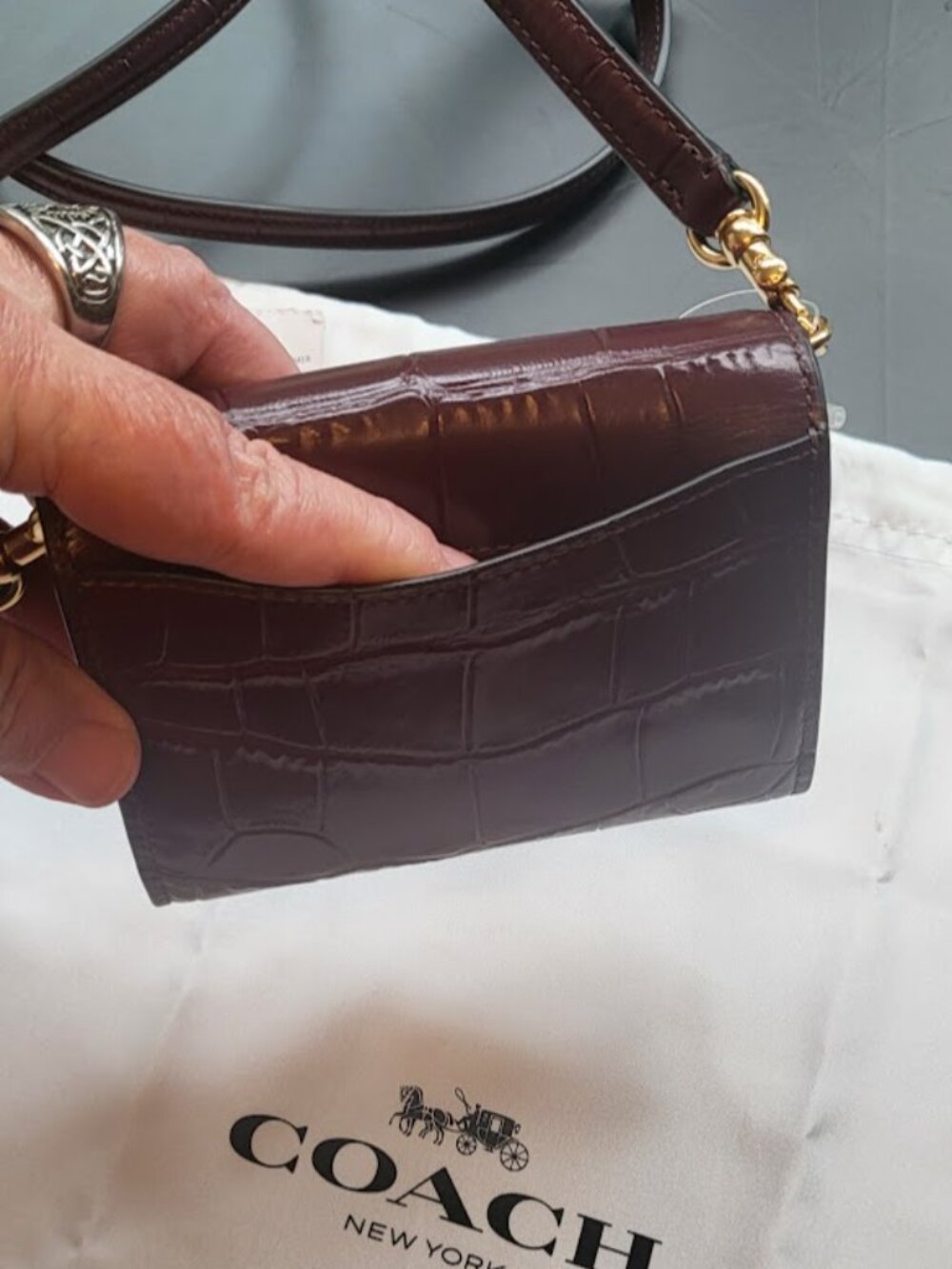 Coach Mini Envelope Wallet With Strap Style #CU175 With Coach Dust Bag - Picture 8 of 13